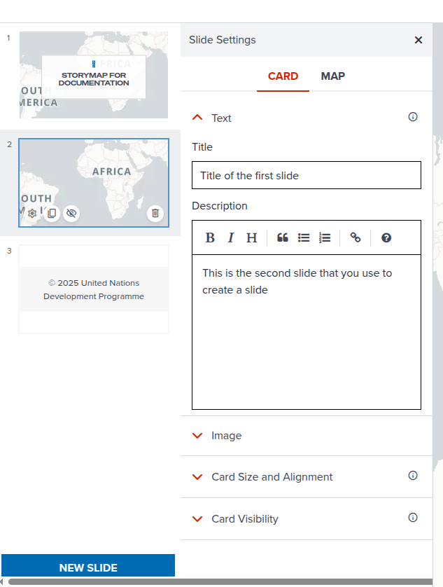 Slide settings panel