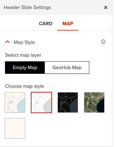 Header Slide Settings Panel - Map Style