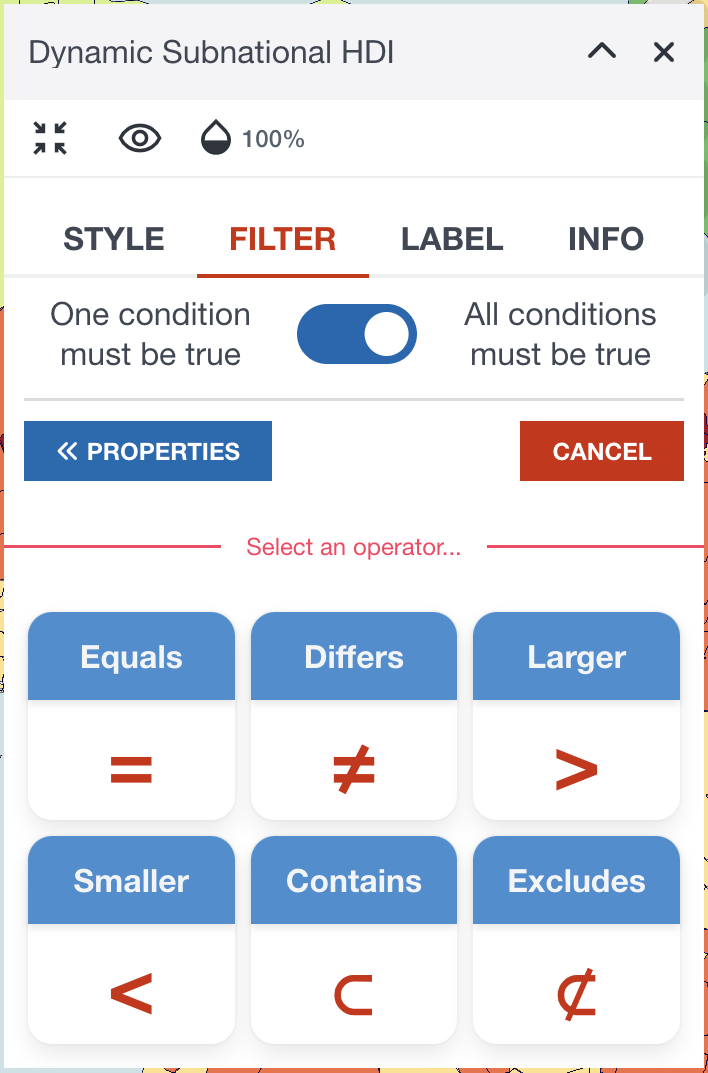 Select an operator that is used for this rule
